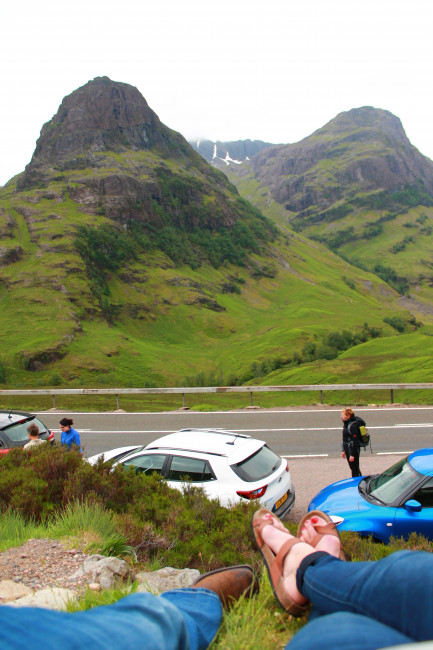 While is Scotland, we stopped on the side of the road and rested along the hillside to take a break from white-knuckle driving. It ended up being my favorite hour we spent. Just the 2 of us with a cup of coffee, watching tourists park. 