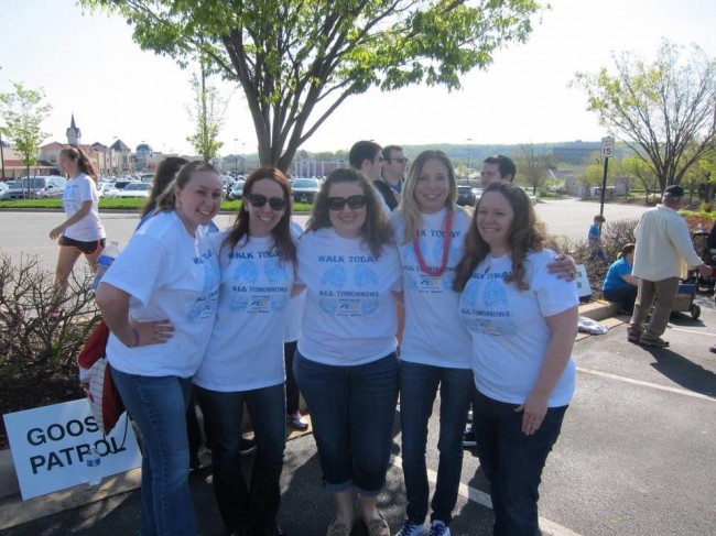 Amy and the girls at a charity walk.