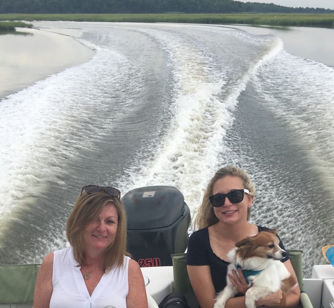 Boat ride with Bailey! He loves the wind and all of the salt water smells.