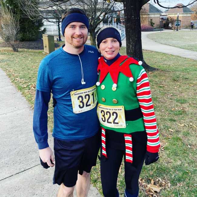 Reindeer Run together. It was 29 degrees out and Matt wore shorts!
