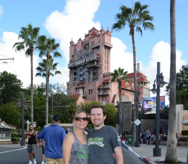 In front of the Tower of Terror at Hollywood Studios. 