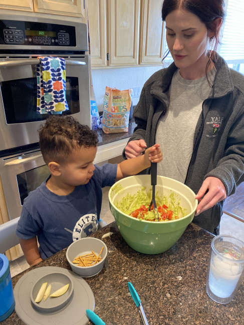 Making guacamole with mom at Gigi and Papi's house.