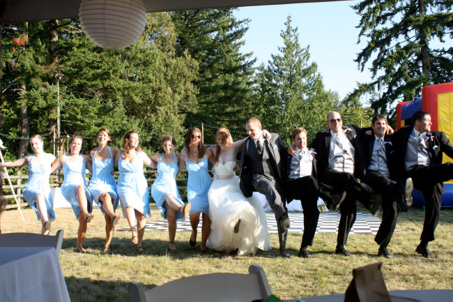Kick line at our wedding.  We did a little dance for everyone.  