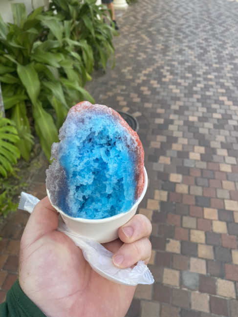 A shaved ice treat on vacation!