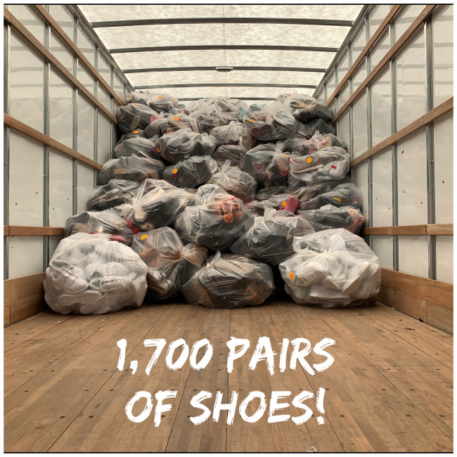 We did a huge fundraiser to collect shoes. These shoes were donated by family and friends and were shipped off to help people in other countries. 