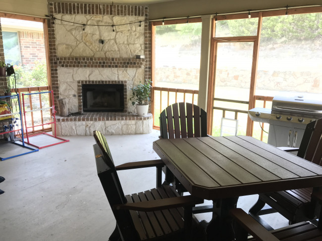 We screened in our back porch so we could enjoy it year round! We also are in the process of putting in a pool and outdoor kitchen and we see many memories being made in our backyard!