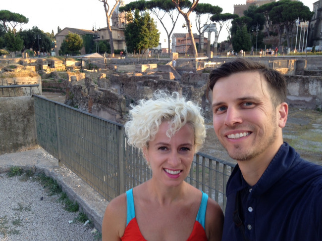 Enjoying the sunset colors on the ruins of the Forum, Rome
