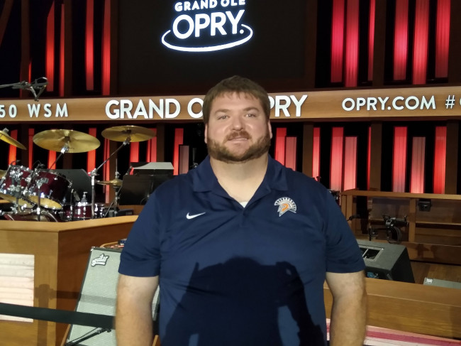 Clark on stage at the Grand Ole Opry during our Backstage Tour...Clark loves country music and really enjoyed the history of the building
