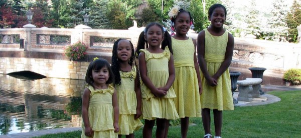 Bruce and Cindy Brewer's adopted daughters, left to right Samara, Leylah, Amina, Heavenly, Honesty. 