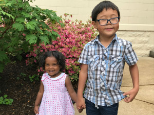 Jack holding hands with his sister