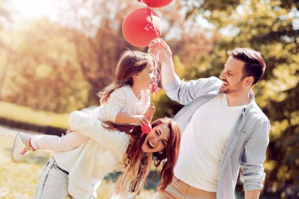 Happy family having fun