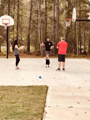 Our family loves playing basketball together! Most of our get togethers involve a couple of games on the court. They can get competitive!