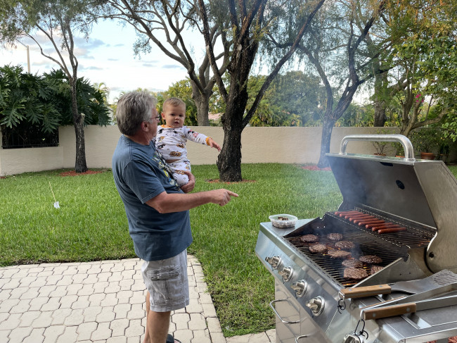 Grilling with Papa (Jason's dad) and Gramma and Papa's house!