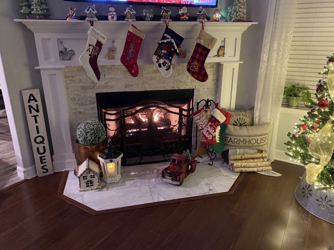 We love cozy nights by our fireplace! 