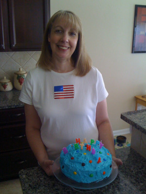 Jennifer's mom on 4th of July. Her birthday is also the 4th of July, so it is an extra special day!