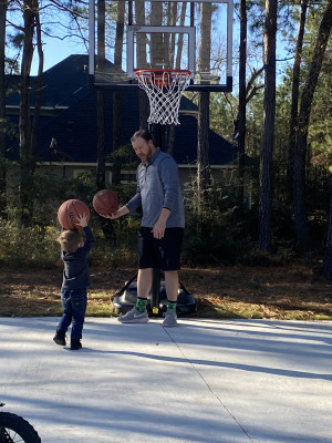 No family get together is complete without a game of basketball! Our nephew has some skills!
