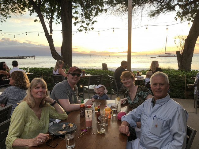 Out to dinner in Hawaii with Courtney's family