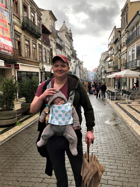 Finn was warm and cozy as we traveled around Spain and Portugal.  
