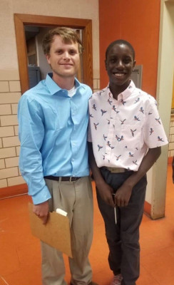 Brett with one of his favorite kiddos. We are so blessed to get to work at the same school district and  teach the same kids. 