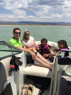 We love boating with our family! Amy's brother has a boat and his girls are so excited to ride in the boat and the tube with their new little cousins!