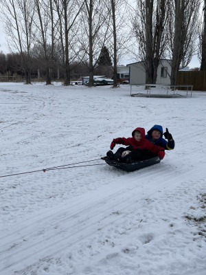 Hook up a sled to the 4-wheeler and you can have fun for hours!