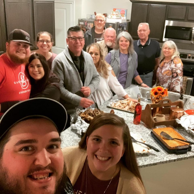 Every year we host Thanksgiving at our house with both of our families.