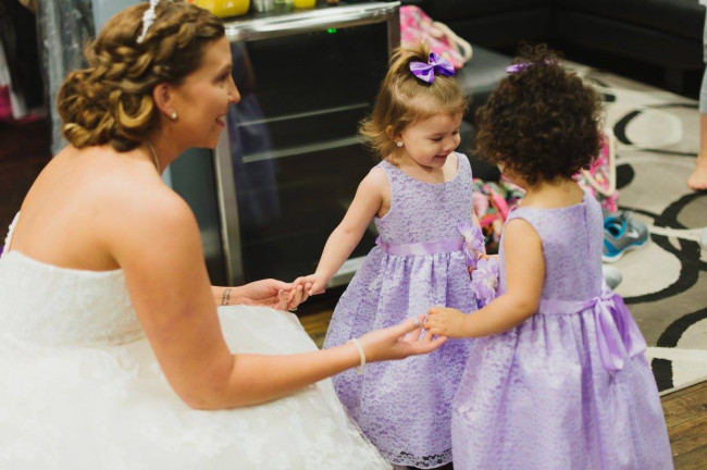 Melissa and our flower girls at our wedding.