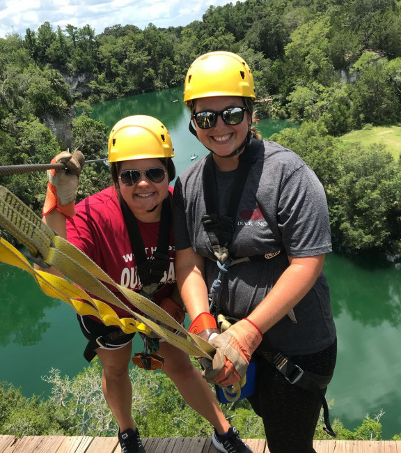 Melissa and her best friend zip-lining in Florida 