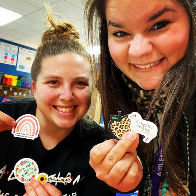 Melissa and her friend, Katherine, have a business together. They design signs and stickers. 