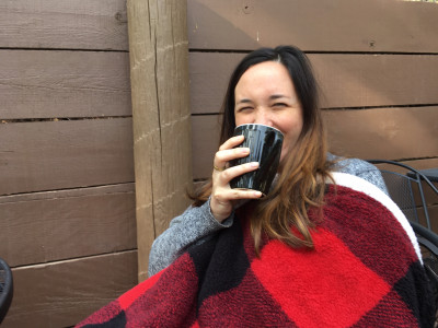 Can you tell I'm excited to drink coffee outside in the cold weather? What a nice break from the Texas heat:)