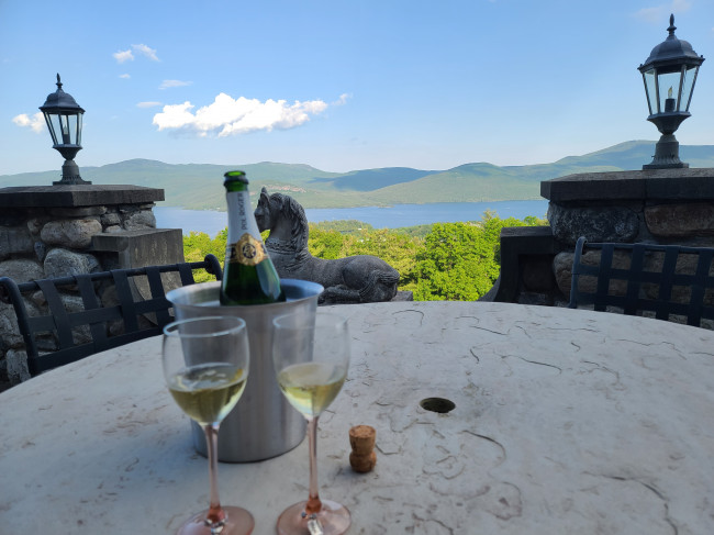 Lake George is a three-hour drive from our home. We spent our anniversary weekend at the Highlands Castle. 
https://www.visitlakegeorge.com/