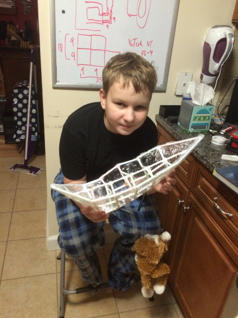 Since he loves to build it's no wonder Manny made a prototype boat for a bigger project he was involved with at school.