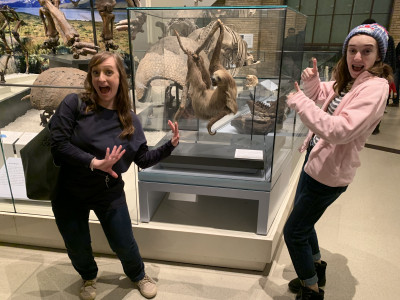 Being silly with Amy is part of her charm!  Here we are at the Natural History Museum looking at ancient remains and making an interesting photo out of it.