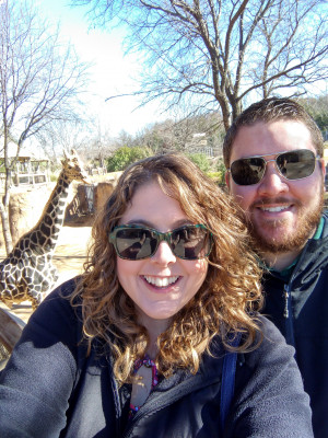 Celebrating our anniversary at the zoo. We love visiting zoos. 