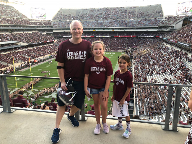 Jim took the girls to their first Aggie game. 
