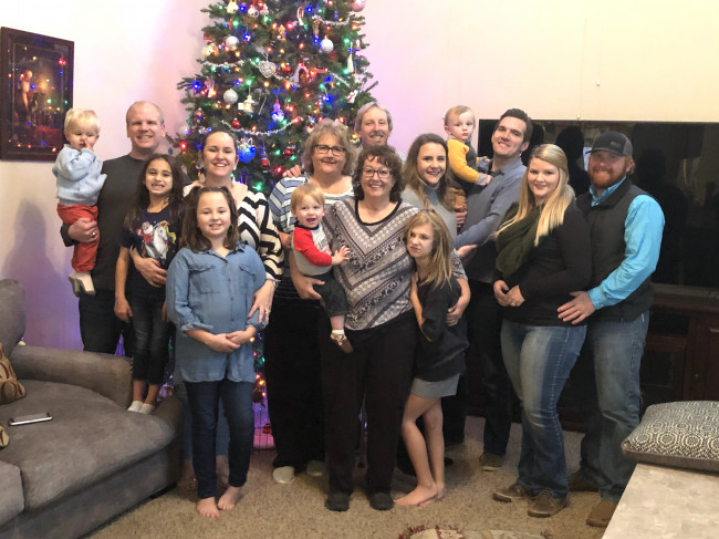 Some of Breanna's family over at our home for Christmas dinner. Three of my cousins in this picture are adopted. 
