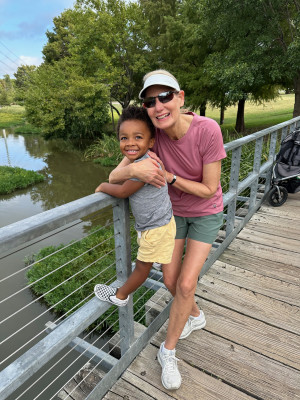 We live near a lake, and lake walks (especially to feed the ducks & turtles!) are our favorite! Grandma loves to cruise the lake with us when she comes to town. Lo grew up with a very active mom, and strives to be that for her kids as well.