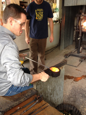 Mark taking a glass blowing class