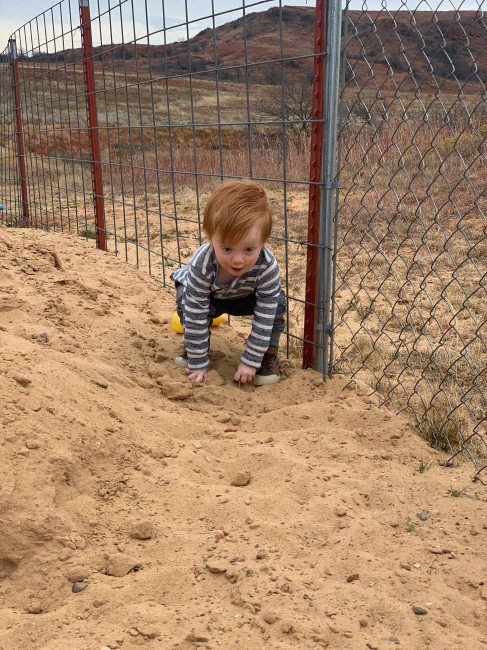 So much fun playing in the sand at Yaya's house.