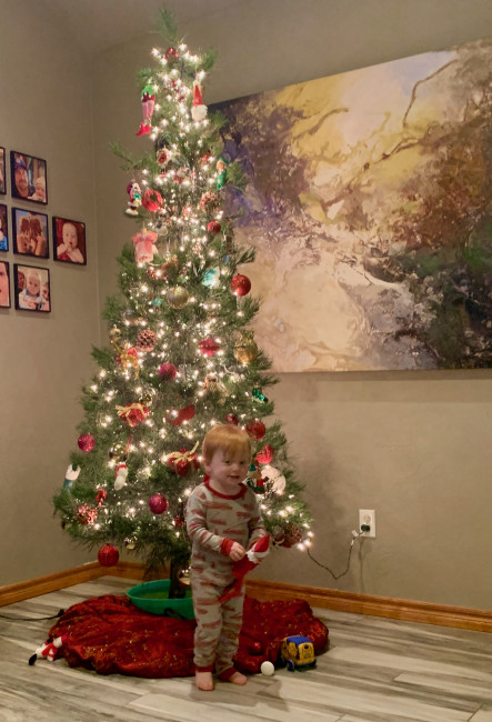 Cully's and his tree; ready to show future sib.