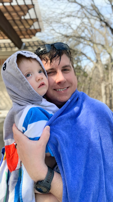 Baba and Cullen swimming in April