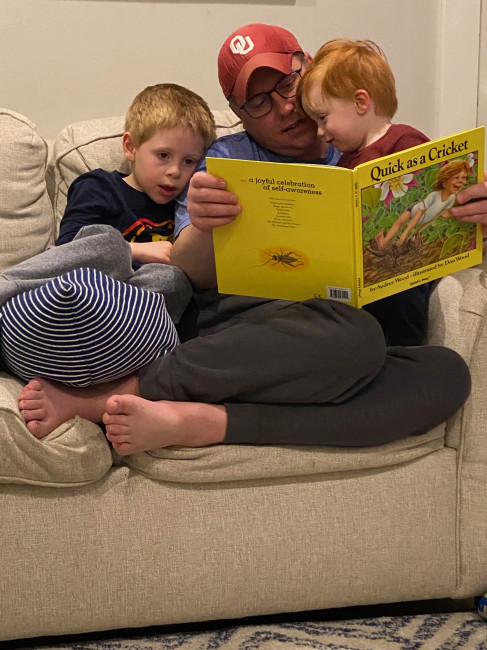 Jason reading to Conner and Cullys.