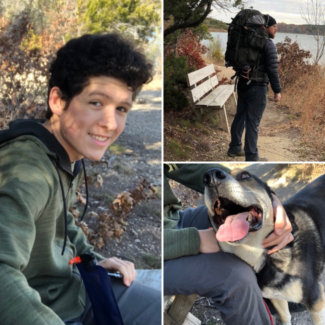 Alek and Warren enjoyed some backpacking recently with our crazy dog Charlie. 