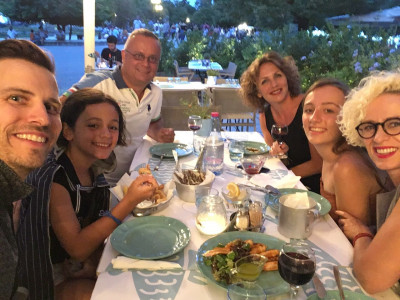 Family, food, and fun in Greece with Sela's family.