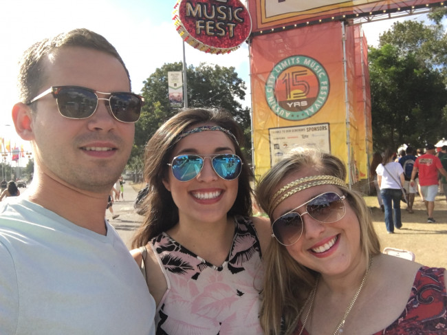 Monica and Jake also enjoy going to concerts and musical festivals. Here are they are with Monica's cousin at Austin City Limits 