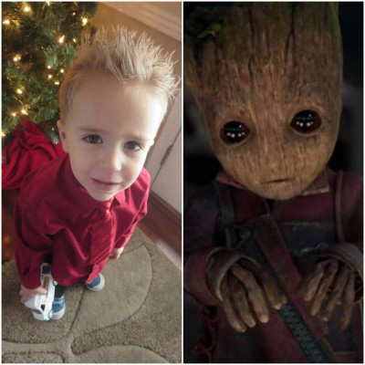 Kayson looks like baby Groot! Awww