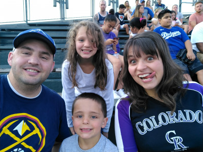 We often watch the Colorado Rockies on TV and sometimes we get to see them at Coors Field!  It's a treat to be together!