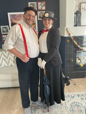 We dressed up like Mary Poppins and Bert for Halloween.