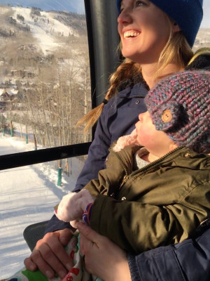 Nell's first gondola ride at Beaver Creek