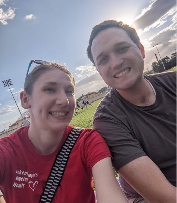 Supportive siblings, we try to attend events that are important to family. This picture was taken at a sibling's ultimate frisbee game.
